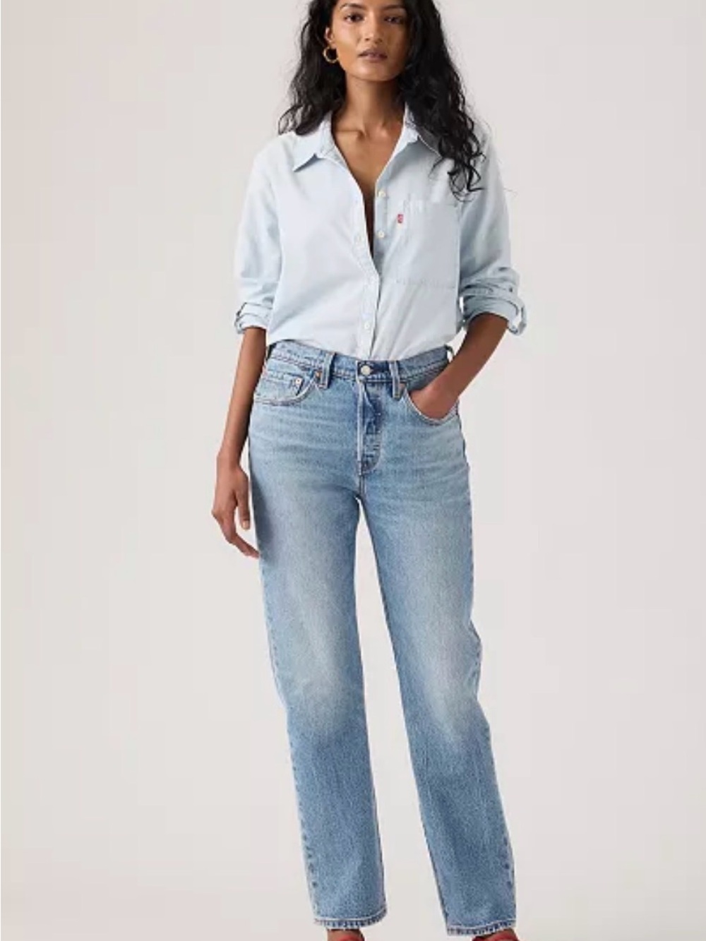 Levi's 501 Vintage Straight Leg Jeans in Light Blue - Picture 2 of 11